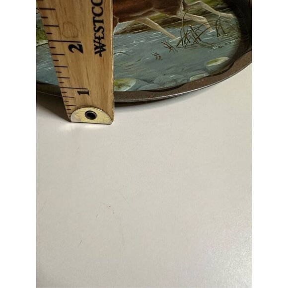 James L Artig “Moose” Aluminum Tin Tray Vintage 1960s Lithograph 11” Diameter - Picture 7 of 7